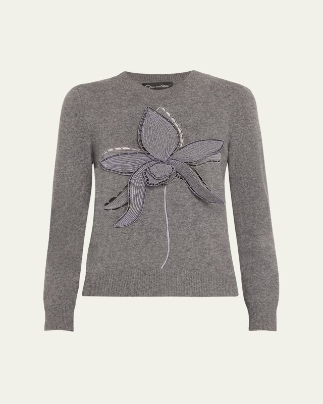 Orchid Embroidered Wool Sweat